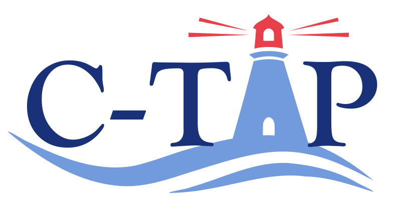 C-TAP logo featuring a lighthouse in place of the letter "A"