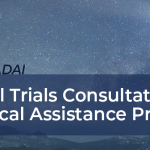 A lighthouse on a dark sky background with the text: New at ADAI: Clinical Trials Consultation & Technical Assistance Program