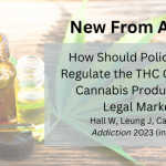 New From ADAI: How Should Policymakers Regulate the THC Content of Cannabis Products in a Legal Market? Hall, Leung, Carlini. Addiction 2023 (in press)