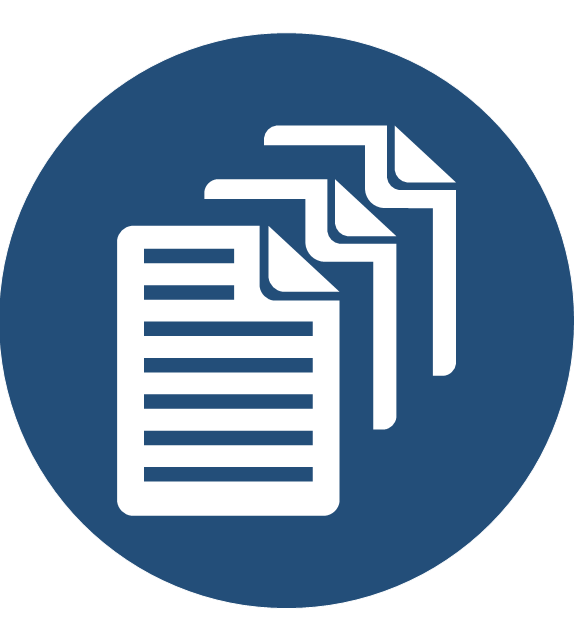 Blue icon with documents