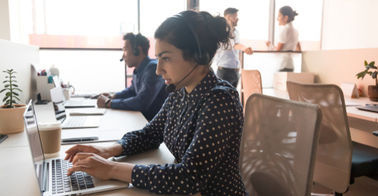 woman working at hotline on phone