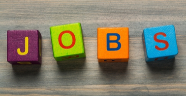 Colored blocks spelling out JOBS